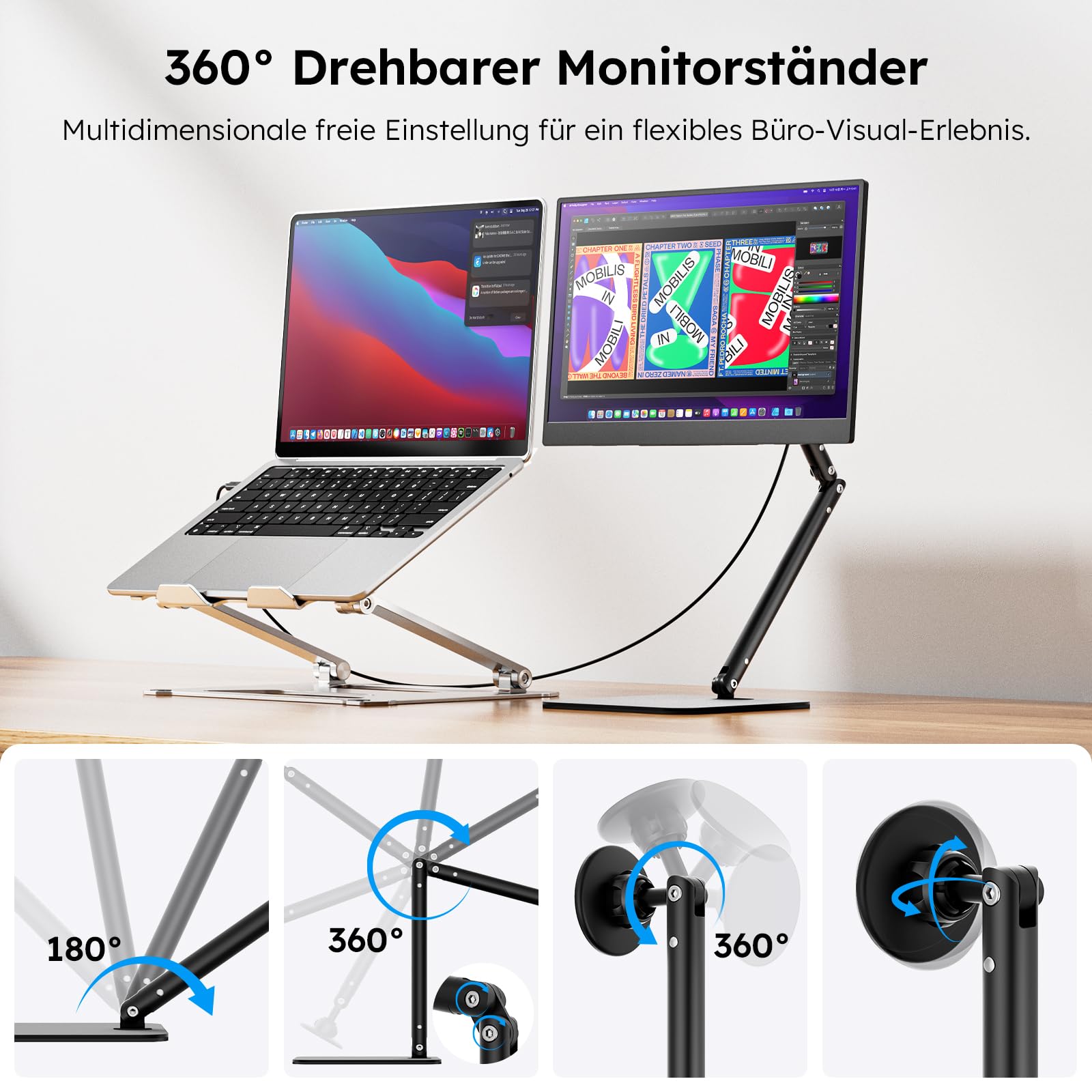Dopesplay Monitor portatile da 15,6 pollici, monitor portatile IPS 1080P FHD con altoparlante e supporto, schermo USB-C/mini HDMI per laptop/PC/Mac/PS3/4/5/Xbox