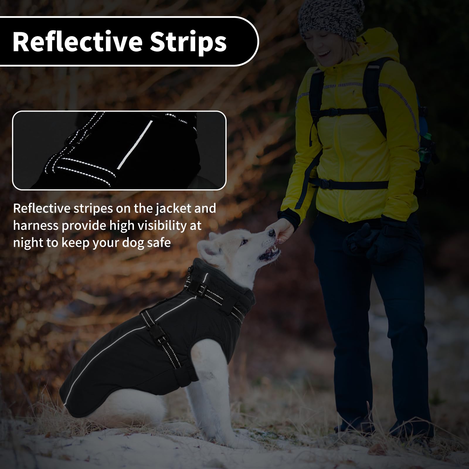 Lelepet Manteau pour chien extra large avec harnais - Veste polaire chaude et imperméable, gilet d'hiver réfléchissant combinaison de neige pour grands chiens, Braque de Weimar - Noir 3XL