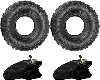 Holdfiturn 2Pcs Tyre and Innertube 4.10/3.50-4 Heavy Duty Pneumatic Rubber Wheel Double Thickness Inner Outer Tubes Tire Set Replacement Tyre for Wheelbarrows Sack Truck Hand Trolley Cart