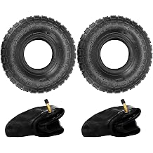 Holdfiturn 2 Pcs Tyre and Innertube 4.10/3.50-4 Heavy Duty Pneumatic Rubber | Wheel Double Thickness Inner Outer Tubes Tire Set Replacement Tyre for Wheelbarrows Sack Truck Hand Trolley Cart