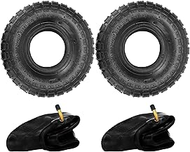 Holdfiturn 2Pcs Tyre and Innertube 4.10/3.50-4 Heavy Duty Pneumatic Rubber Wheel Double Thickness Inner Outer Tubes Tire Set Replacement Tyre for Wheelbarrows Sack Truck Hand Trolley Cart