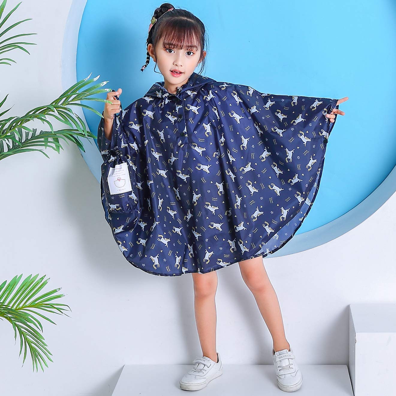 Gaga city Bambini Impermeabile Giacca da Pioggia Poncho da Pioggia Bambina Incappucciato Riutilizzabile Cappotto di Pioggia Bello come Materiale e ha la Sua Sacca 1-12 anni