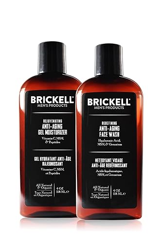 Brickell Men's Products Rutina antienvejecimiento de gel mejorador, limpiador facial de gel e hidratante facial de gel, set de regalo para el