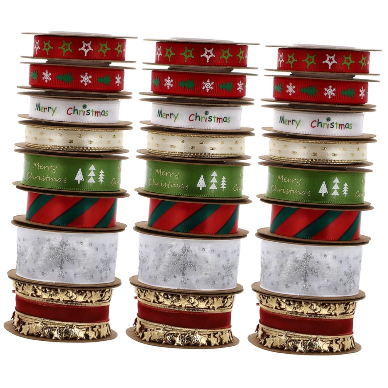 NUOBESTY Stück Rollen Weihnachtsband seidenband bändchen Party-Geschenkbänder weißes Kräuselband Weihnachtssto das Weihnachtsbänder zum Verpacken von Geschenken Weihnachten