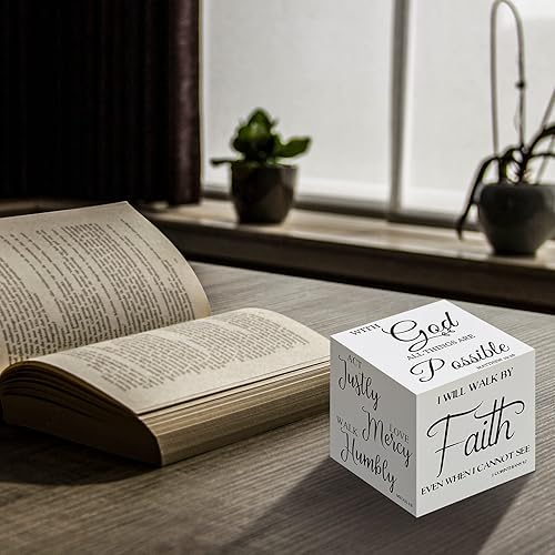 Miniatura 7 de 2 mini letreros de madera con versículo bíblico, decoración cristiana, letrero religioso con texto en inglés Be Still and Know, decoración de