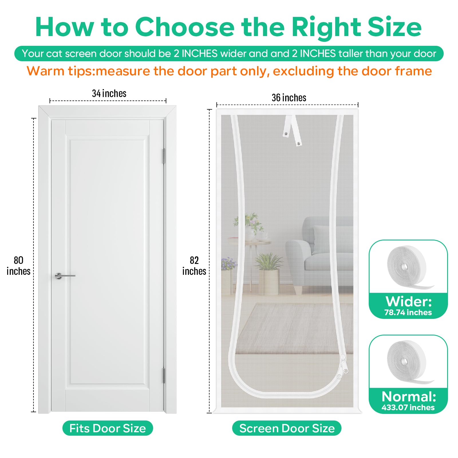 MYPIN Porta Zanzariera per Gatti, 91X208cm con Cerniera per Soggiorno, Camera da Letto, Cucina, Terrazza