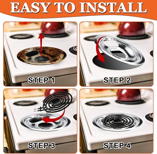 Miniatura 7 de ActualizadoW10196405 W10196406 W10196406 - Juego de bandejas de goteo para quemador eléctrico MP21YA MP15YA apto para horno y estufa Whirlpool