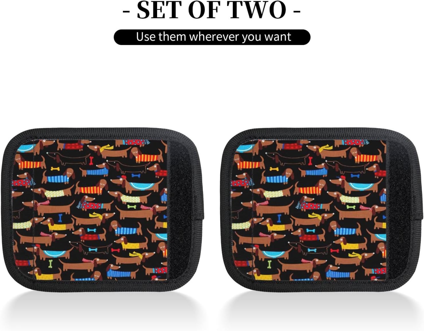 I Love My Dog Dachshunds Print 2 Pack Luggage Handle Wrap for Suitcase, Comfort Soft Handle Covers, Luggage Accessories