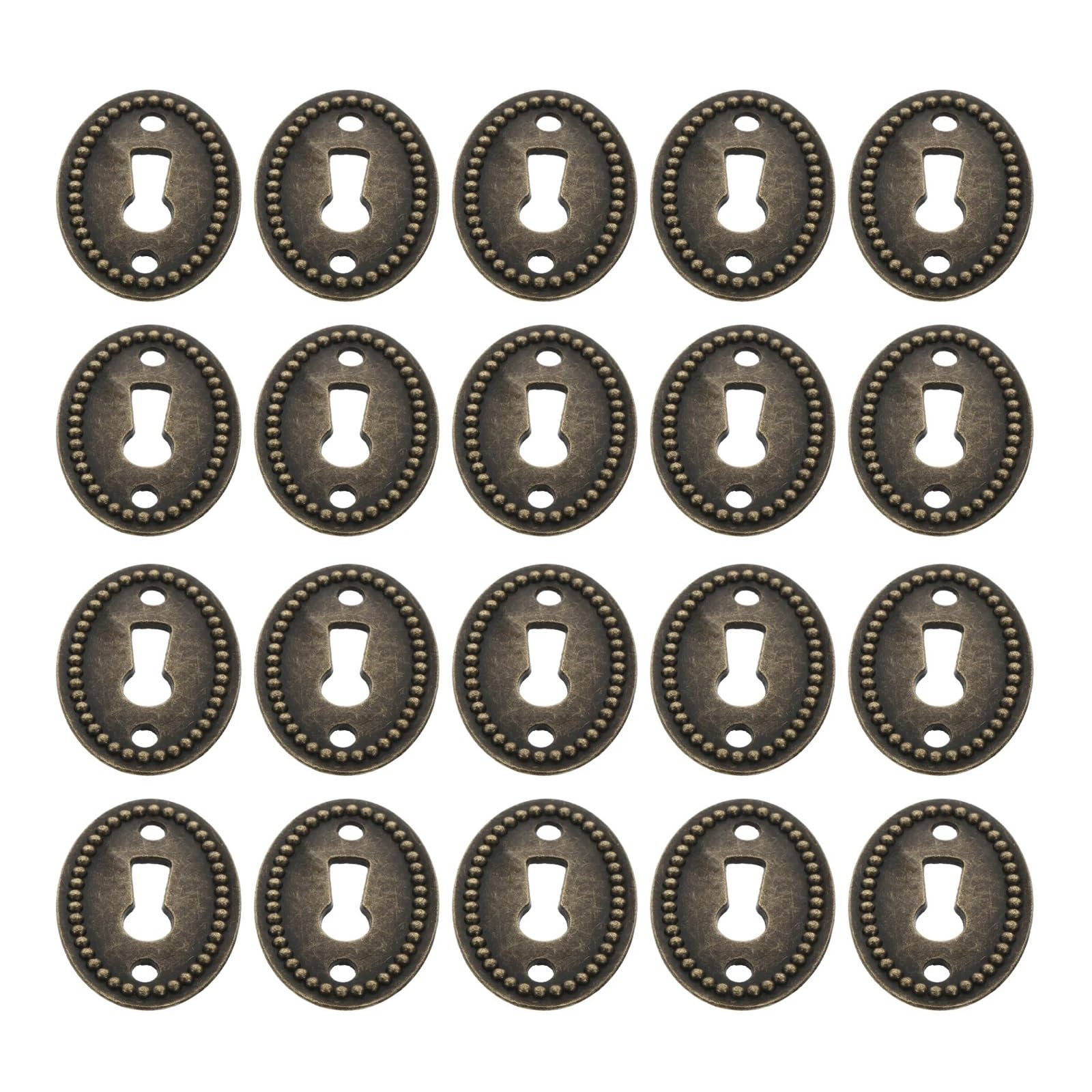 Usohjz One Color 20Pcs Oval Keyhole Cover Zinc Alloy Brass Finish Escutcheon Plate For Drawer Dresser Desk Furniture Hardware