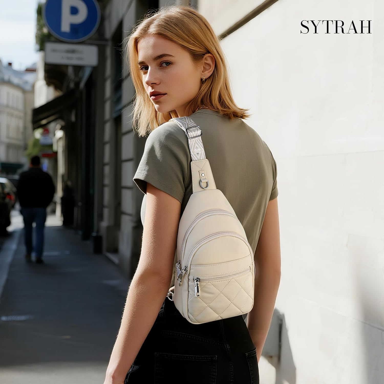 Sling Bag for Women, Anti-Theft RFID Crossbody Bag Nylon Sling Purse for Travel, Puffy Small backpack for Daily Hiking Sports White - Image 3