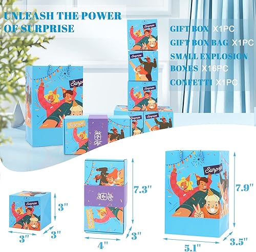 Miniatura 3 de Caja de regalo sorpresa con explosión de dinero, caja de regalo única plegable de sobre rojo con confeti, caja de regalo de lujo de explosión en