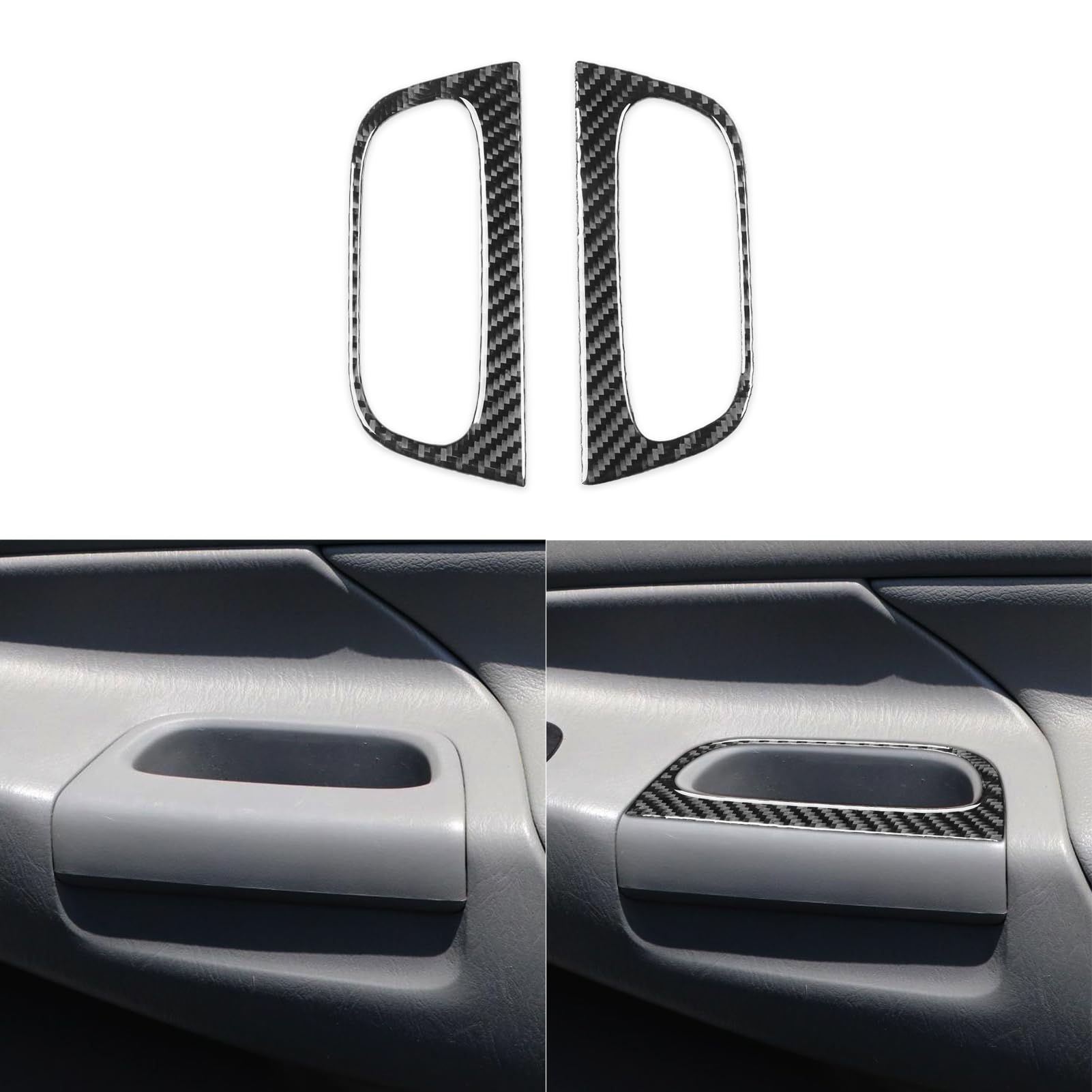 PJFUS Real Soft Carbon Fiber Car Inner Door Handle Armrest Panel Cover Trim Sticker Auto Premium Interior Accessories Compatible with Toyota Tacoma
