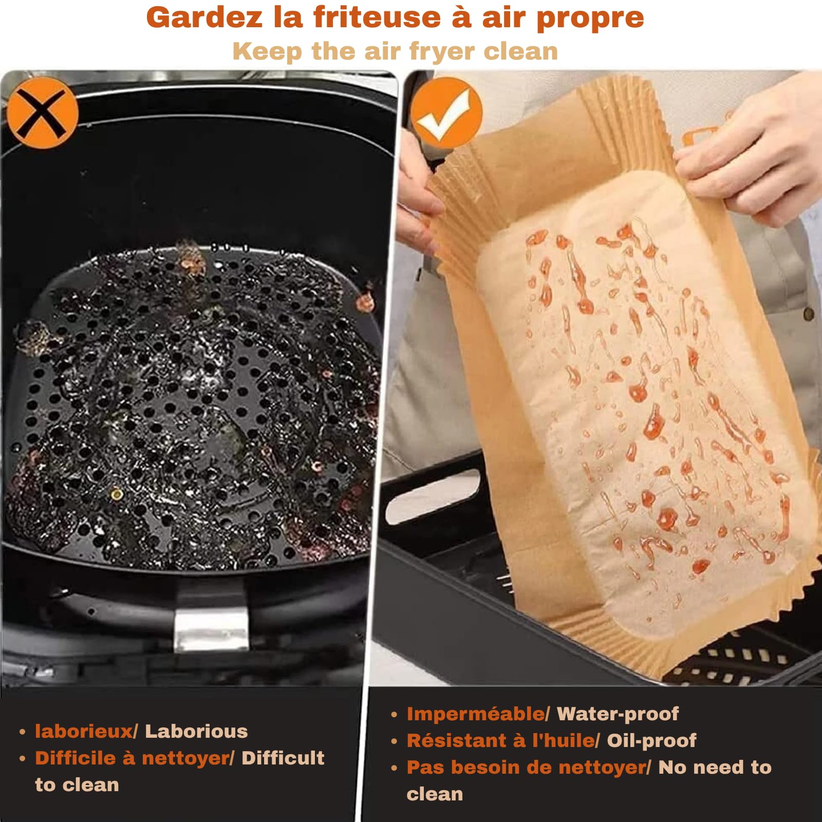 Papier Cuisson pour Air Fryer Carré Antiadhésif 16x16 cm 4-4,5 Litres