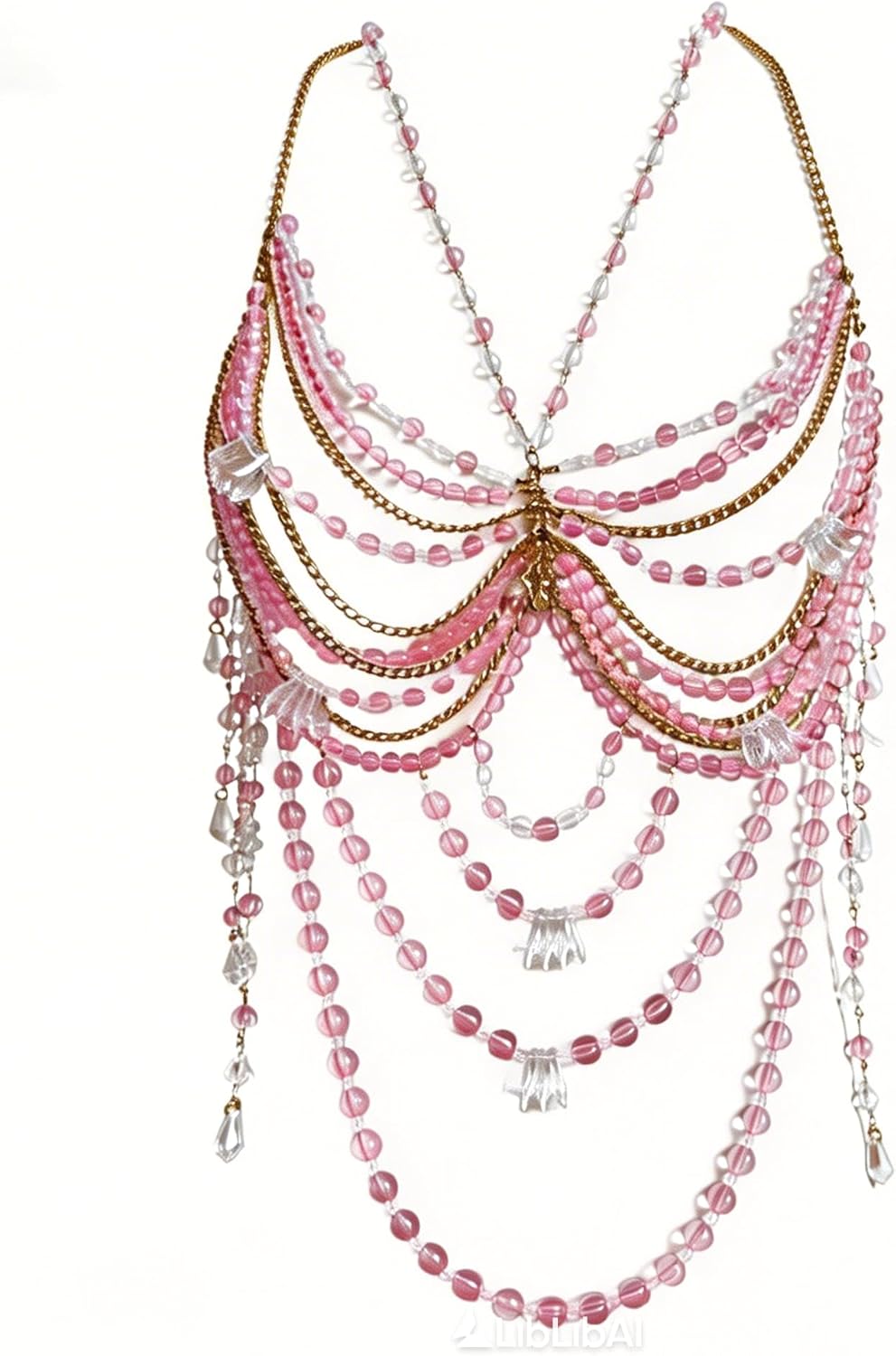 Women Beaded Tops Body Chain, Summer Beachwear Chain Lingerie, Beaded Bra Halter Cover Up Tops, Party Club Rave Top Bodysuit Jewelry