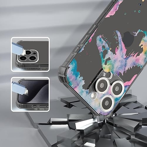 Vista 425 de Roemary Funda púrpura para iPhone 14 Pro Max con diseño de caballo azul, patrón de acuarela con protector de pantalla