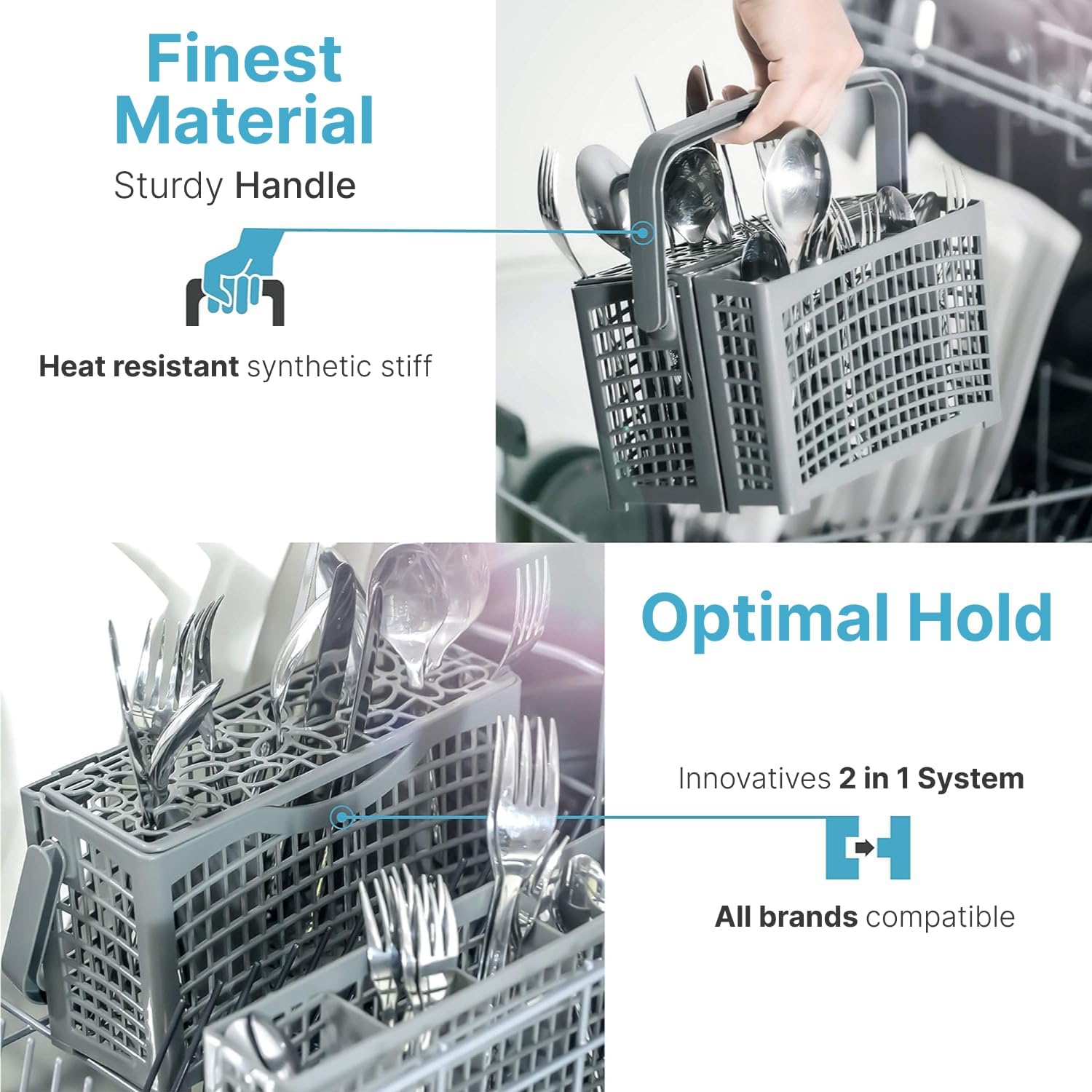 Original Dishwasher Cutlery Basket | 9x3.5x2in | Silverware Basket with Heat-Resistant Plastic