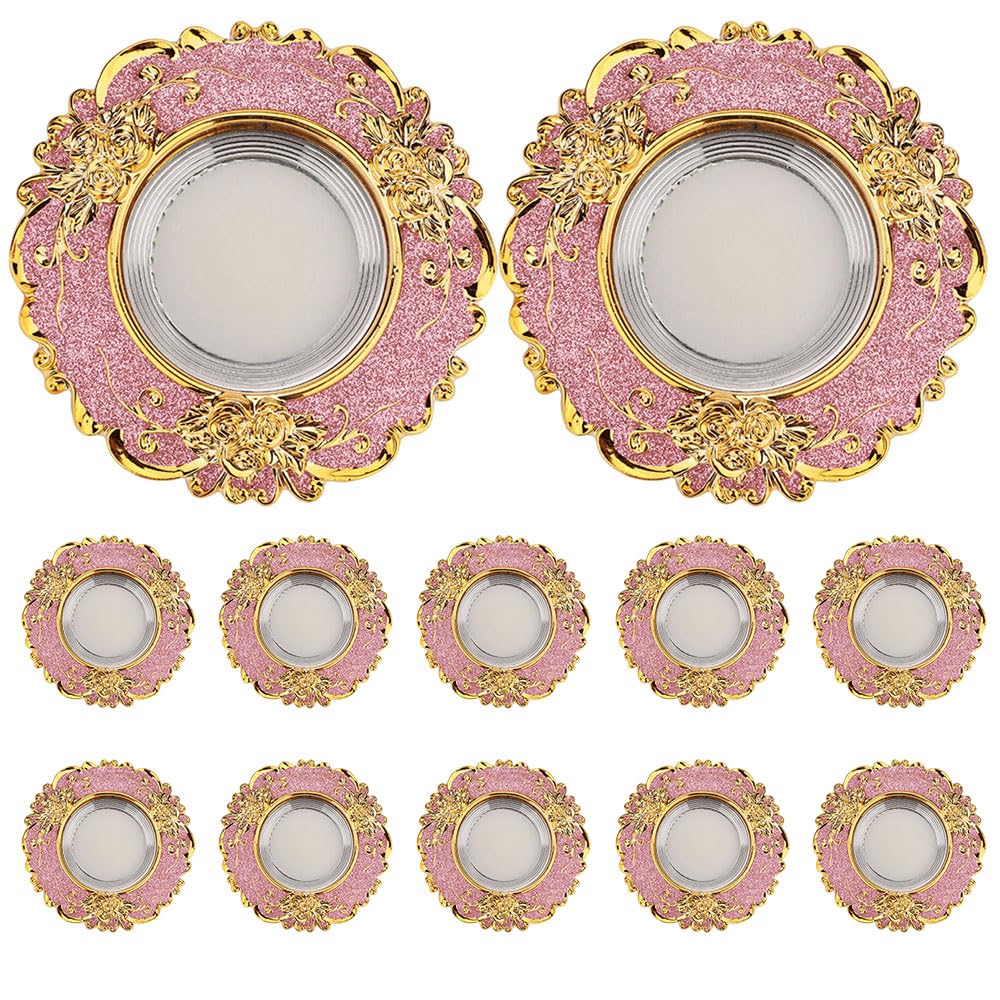 Pack Of 12, Pink Round 3-Color Dimmable Led Spotlight - Recessed Downlight With Baffle Trim For Ceiling Light Fixtures, Panel Light, And Spotlight Applications, For Girls' Room,Downlights-3W