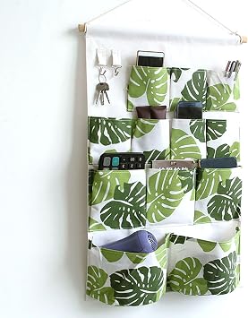 Wall Hanging Storage Caddy Bag, Wall Door Closet Hanging Storage Bag Organizer with 12 Pockets, 2 Hooks, Waterproof Hanging Storage Bag for Kitchen, Bedroom, Bathroom, Door, Office