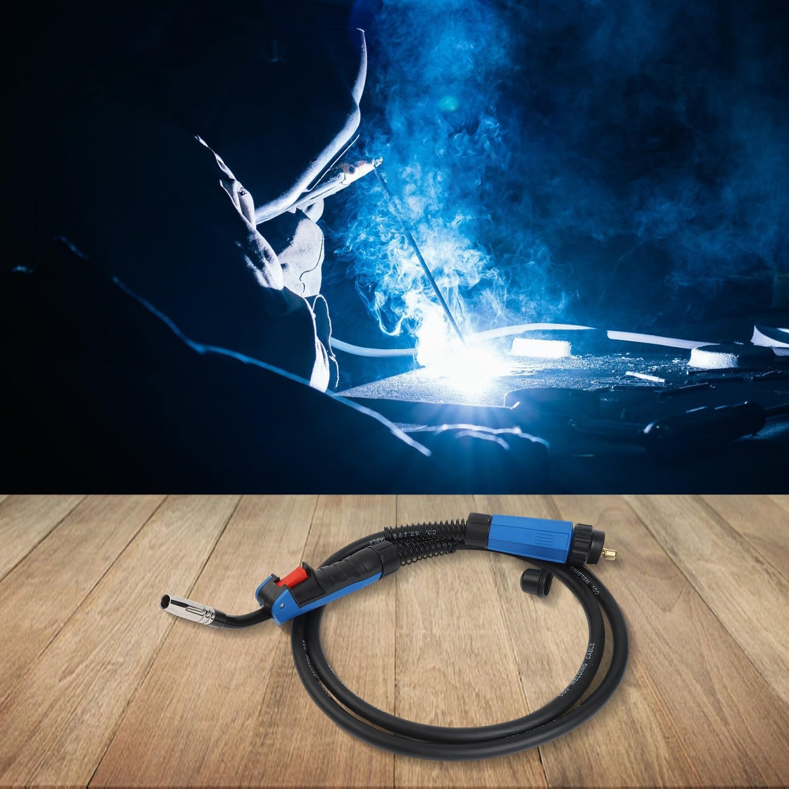 Torcia professionale per saldatura MIG, tipo 15AK, lunghezza 3 m, per filo con punte di contatto in ottone