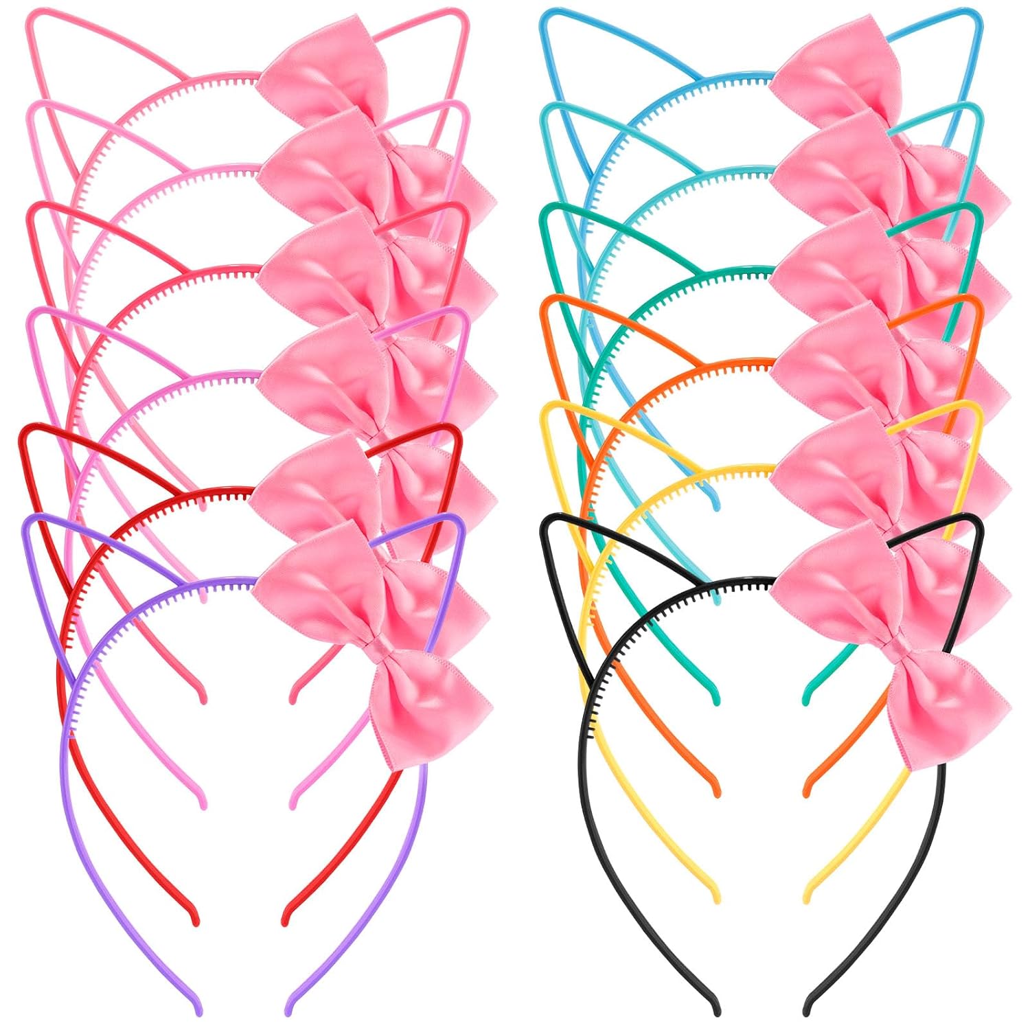 COCIDE 12Pcs Cat Ears Headbands Plastic Taylor Party Decorations Kitty Headbands for Gabby Party Favors Birthday Supplies for Women Halloween Hair Accessories Hair Hoops Costume