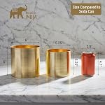 MyGift Modern Brushed Brass Plated Indoor Plant Pot, Cylindrical Metal Vase, 5 and 6 Inch, Set of 2 - Handcrafted in India