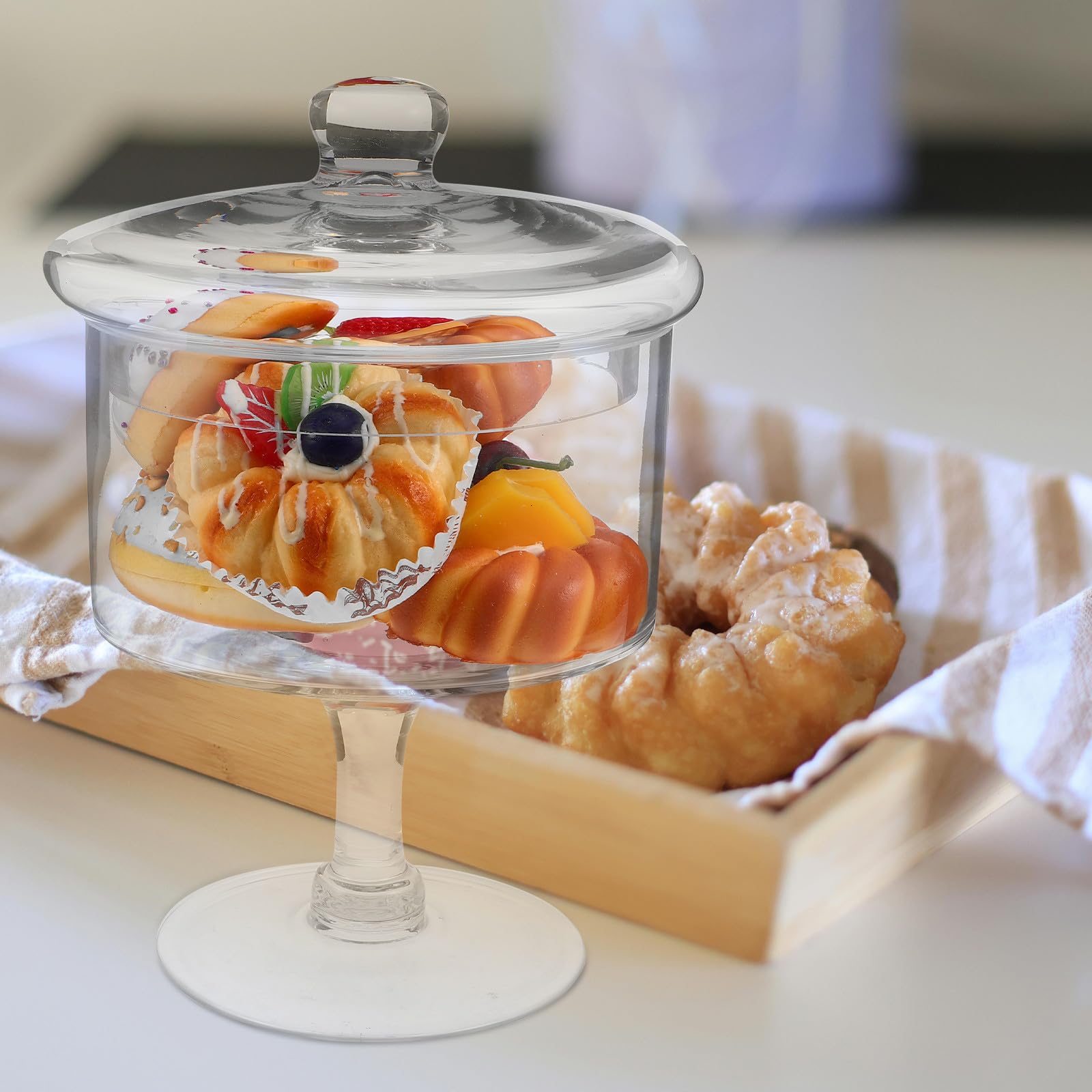Gadpiparty Tortenständer aus Glas mit Fuß und Deckel Dessertglocke aus Glas 25cm für Desserts und Käse für Hochzeiten und Desserttische