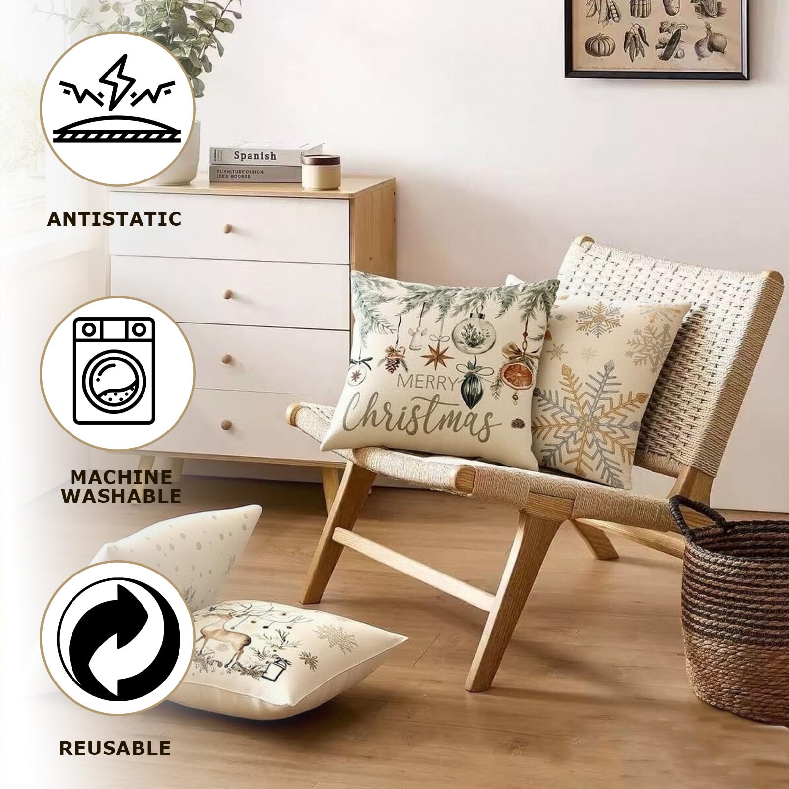 Kawani Set Di 2 Federe Per Cuscini Moderne, 40,6 X 40,6 Cm, In Stile