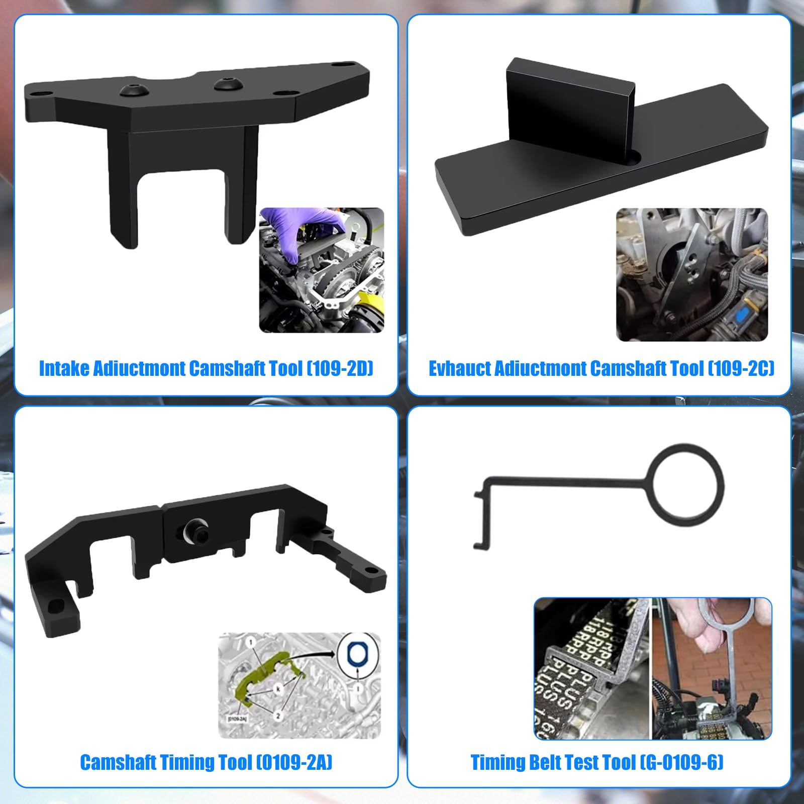 Kit Attrezzi Fasatura Motore 1.0 1.2 VTi/PureTech, Utensili Cinghia Distribuzione Compatibili con Citroën Peugeot Opel, Bloccaggio Albero a Camme, OEM 0109-2A 2B 2C 2D G-0109-2E (B)