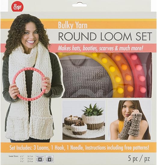 Boye 3702202001 Round Plastic Loom Bulky Yarn Craft Set