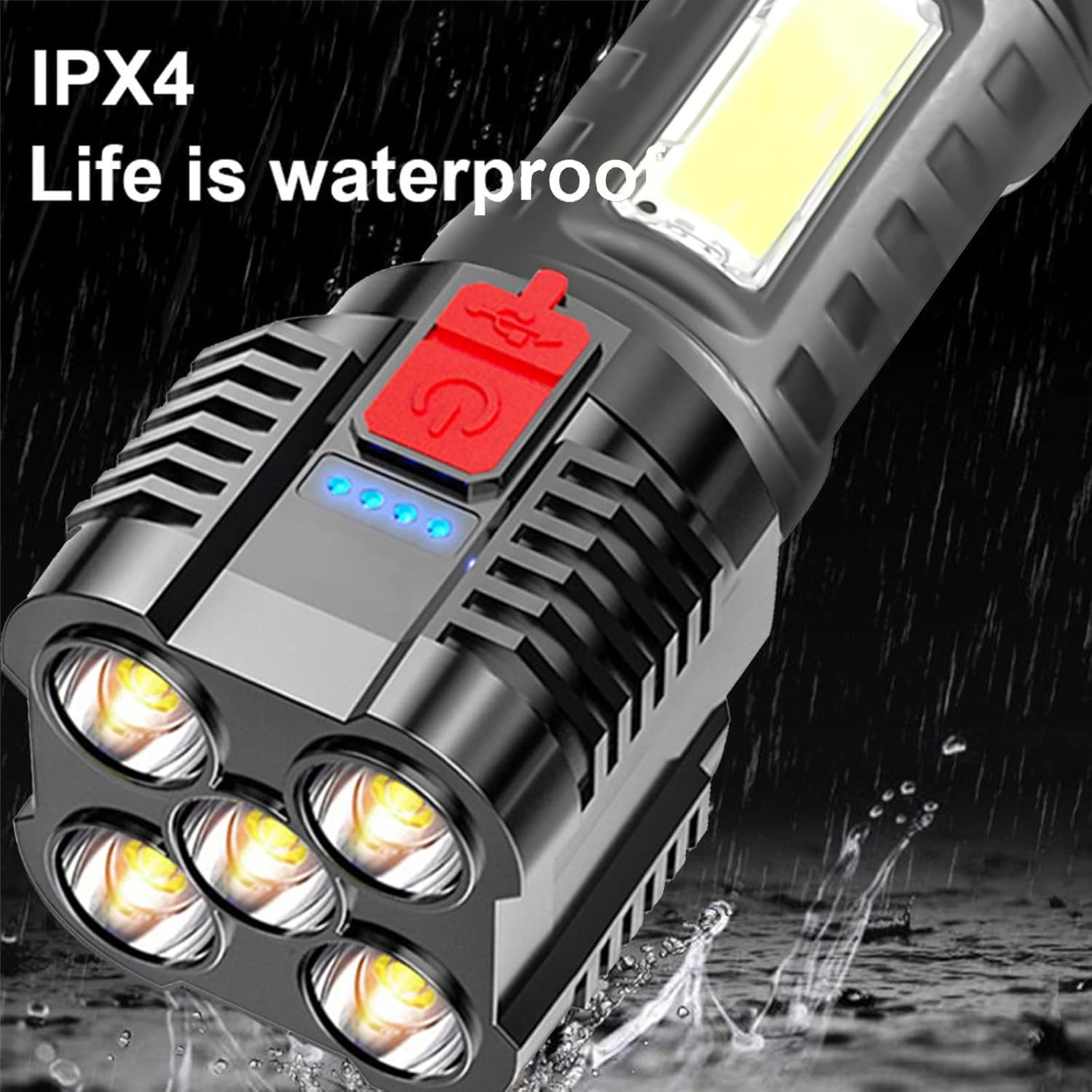 Five Explosion Led Flashlight,Waterproof Super Bright Rechargeable Camping,Portable Flashlights for, Flashlights High Lumens, Flashlights,Table Lamp Outdoor Lighting