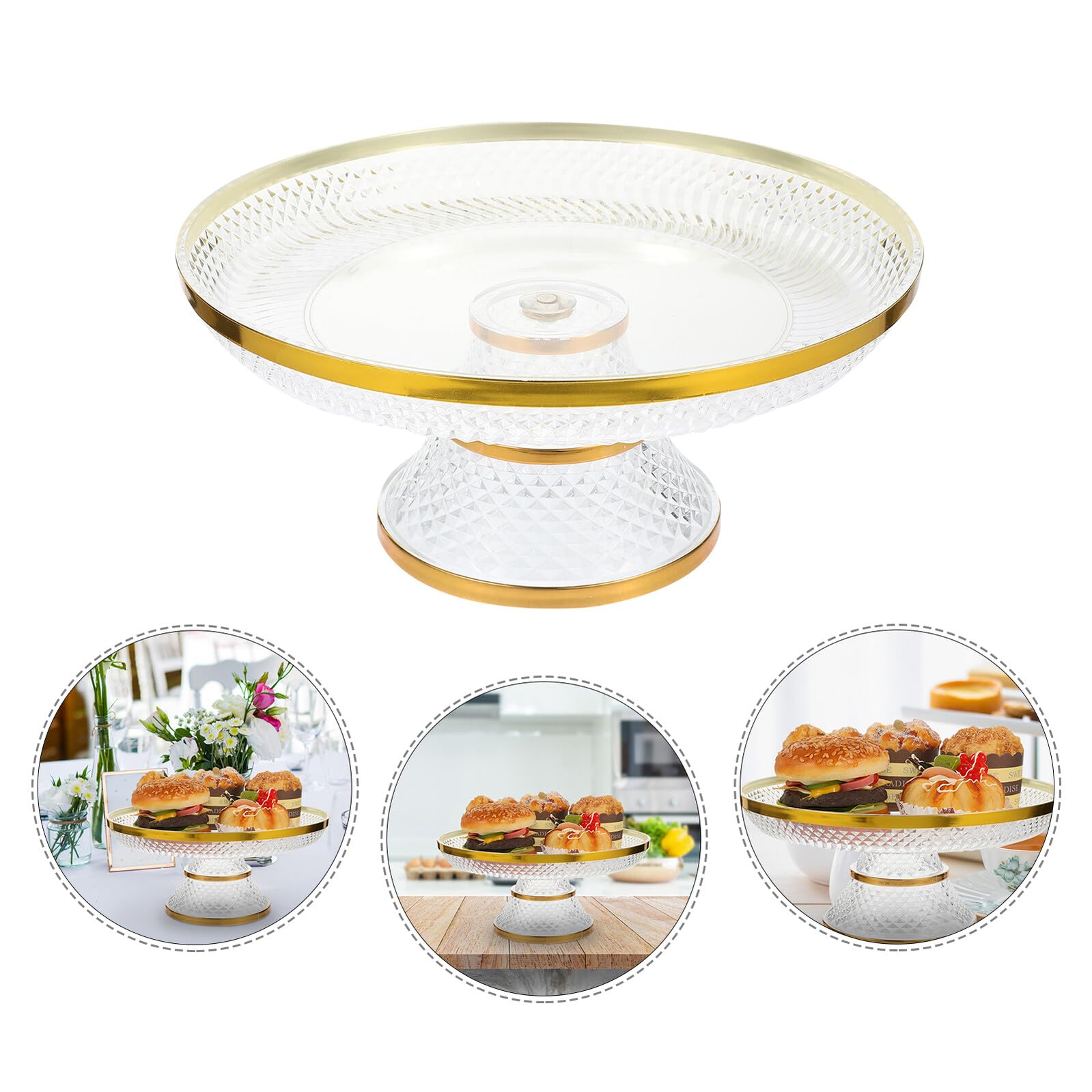 Alzata per torte in acrilico con base alta, ciotola trasparente per dessert e frutta, bordi lucidi, elegante vassoio da portata per feste e buffet, elegante espositore per dessert