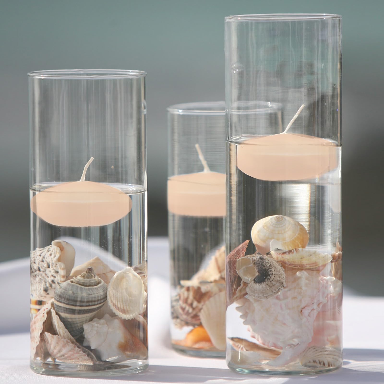 Set di 50 candele galleggianti non profumate, candele decorative galleggianti, per piscina, vasca da bagno, cena, decorazione natalizia, arancione chiaro