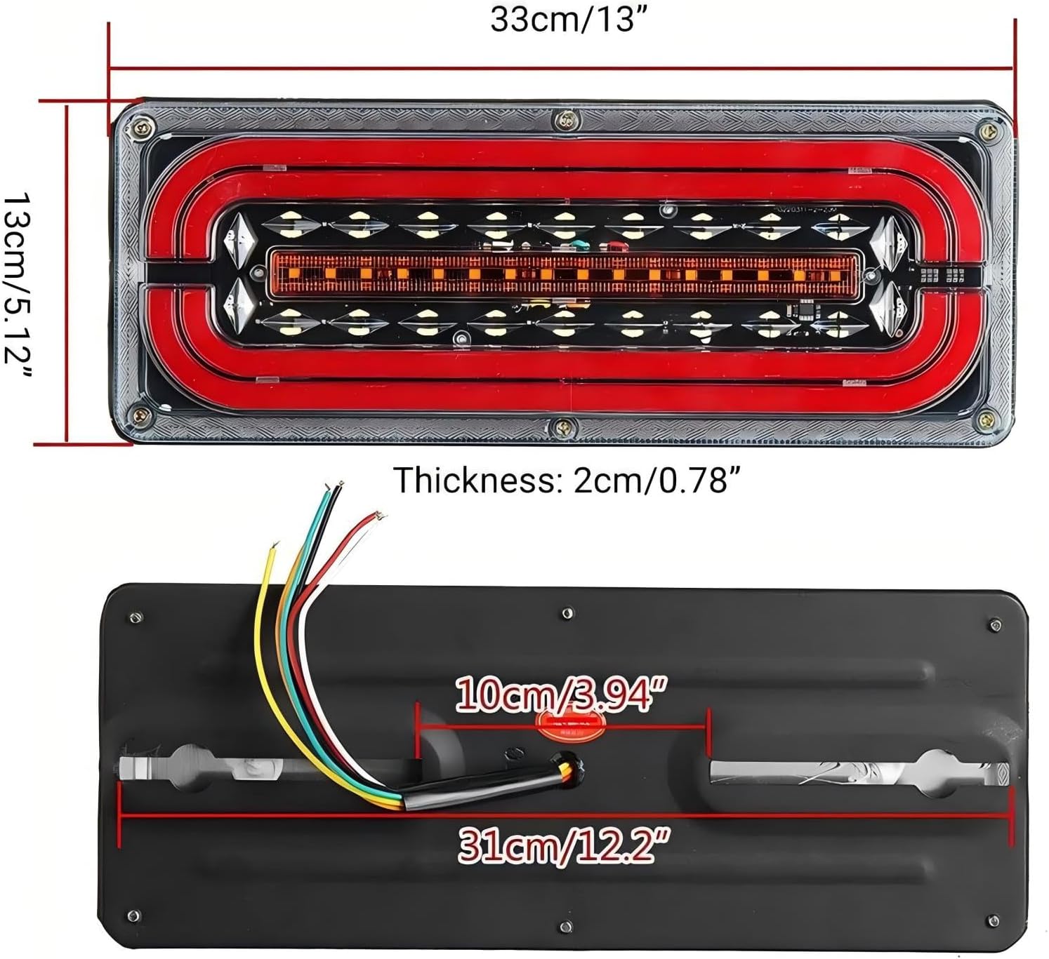 2 Pack LED Car Truck Tail Light, Rear Light, Stop Brake Indicator Signal Lamp, Fit for 24V Lorries, Trucks, Trailers