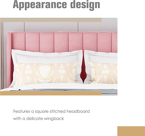 Miniatura 4 de AGARTT Base de cama tapizada tamaño individual con cabecero y estribo, soporte de listones de madera, no necesita somier, fácil montaje, terciopelo
