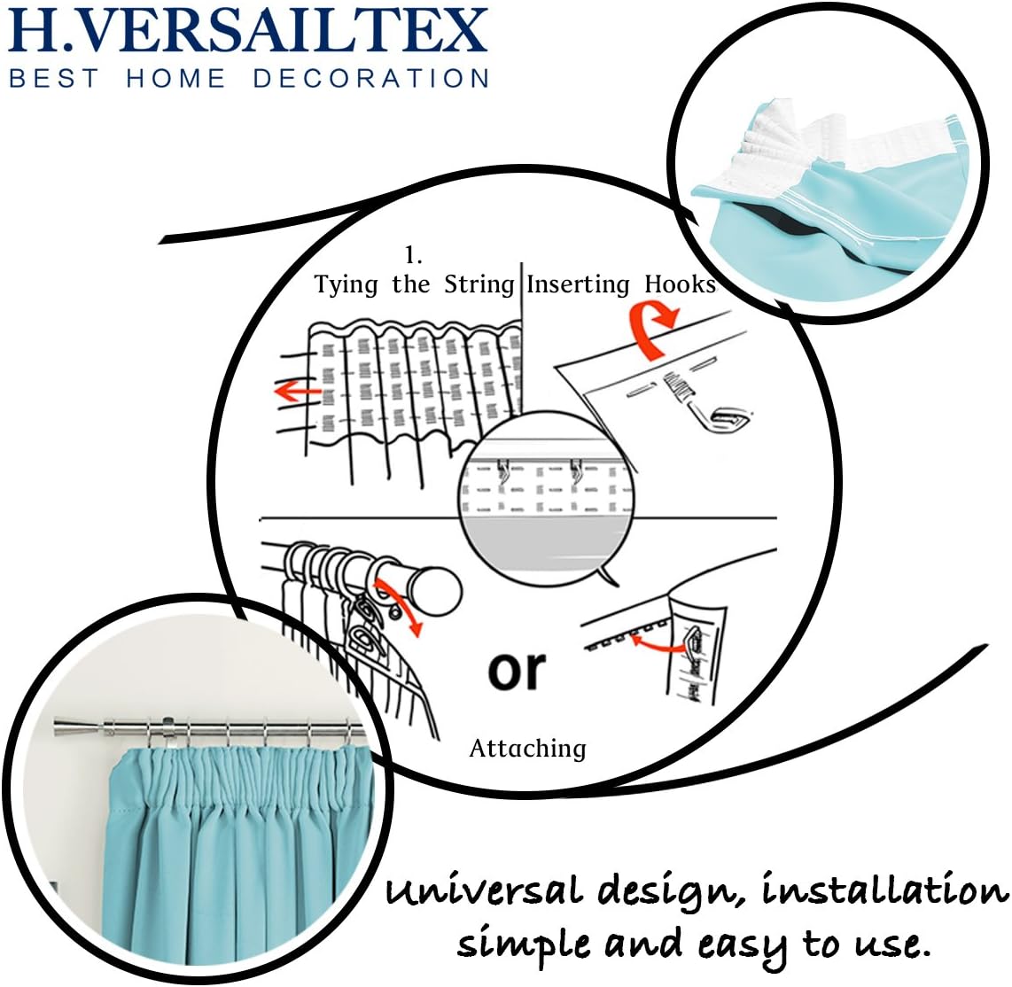 H.Versailtex Solid Thermal Insulated Blackout Curtains for Bedroom/Kitchen/Living Room - Image 3