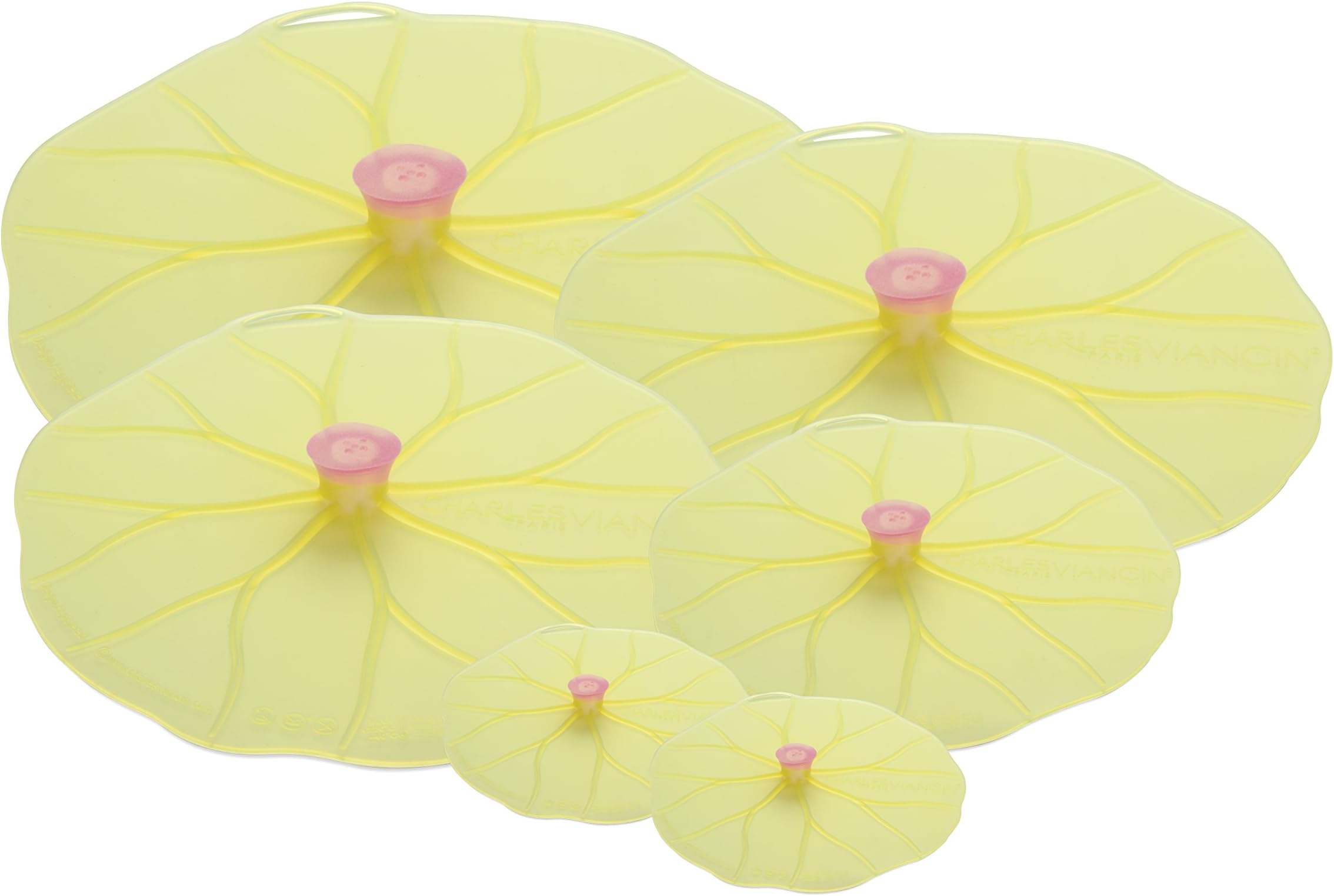 Charles Viancin Lilypad Lid Set of 6 - Large, Medium, Med/Small, Small, Drink Cover Set