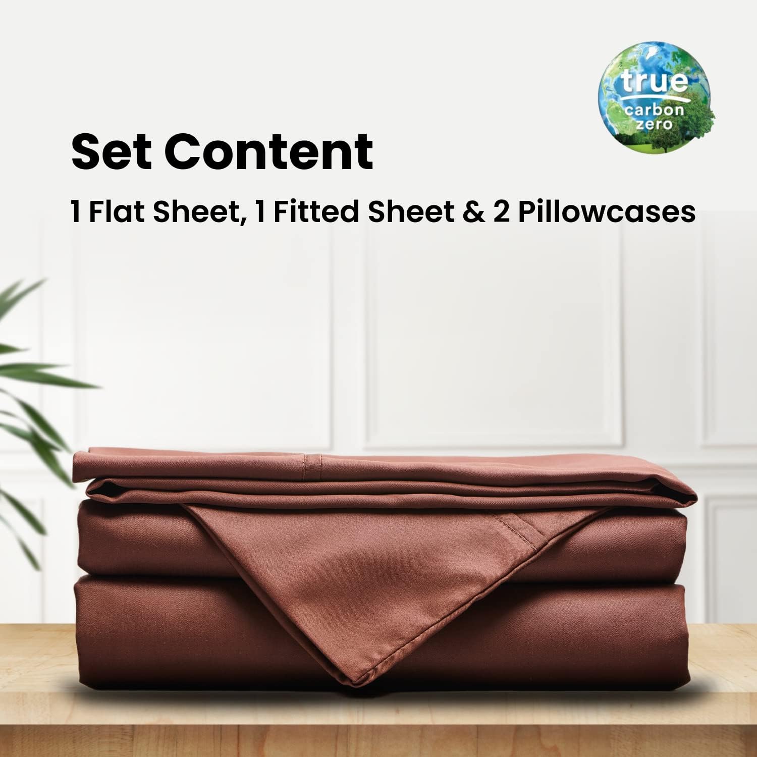 Certified 100% Tencel Eucalyptus California King Lyocell Sheets|4 Piece Set|Sateen Weave|True Carbon Zero|Gentle to Skin|Genuity Tags|Natural Sheen|Body Temp Regulation (Chocolate) - Image 3