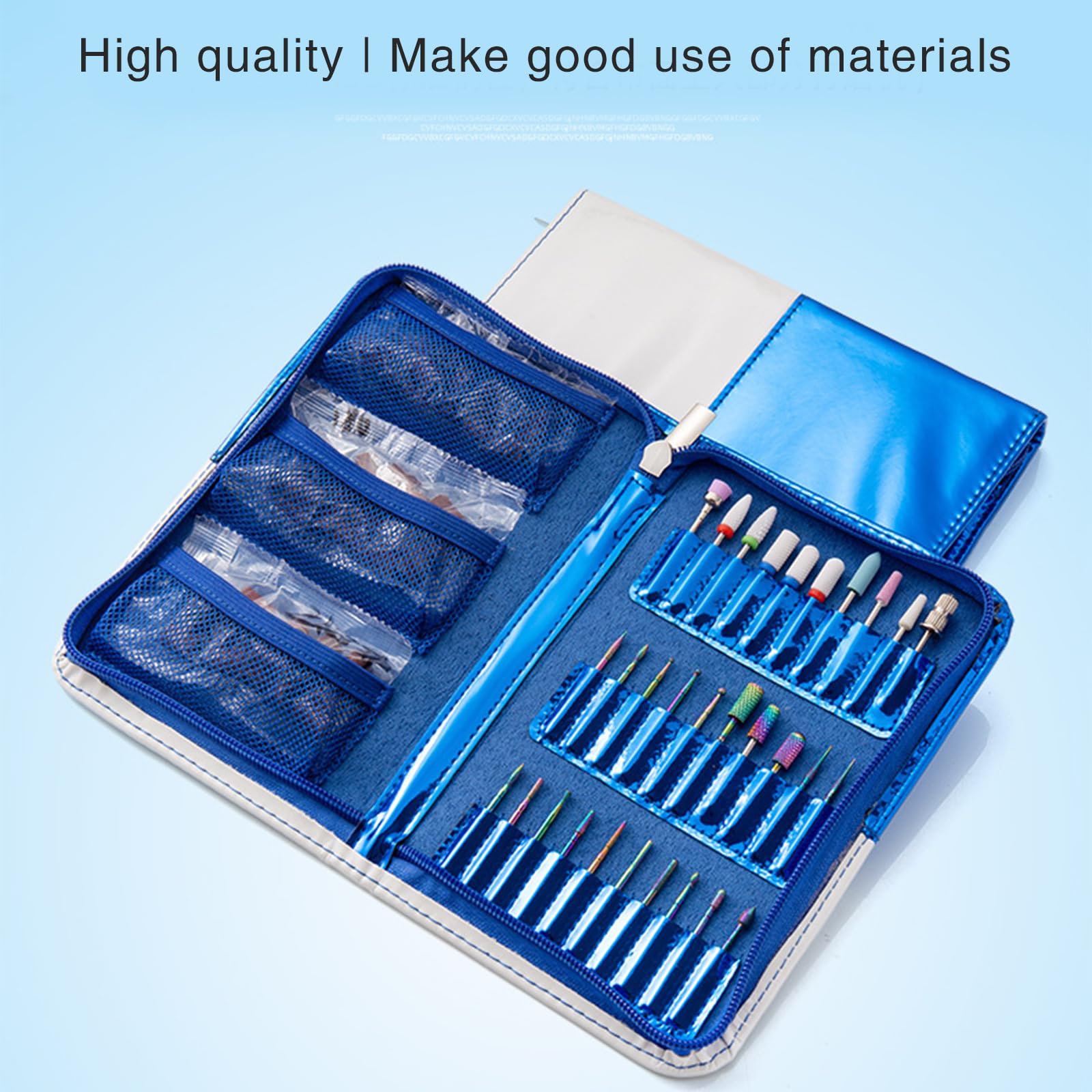 Juego de brocas de uñas de 30 piezas con bolsa de almacenamiento para cutículas de diamante, lima de uñas eléctrica y uñas de gel acrílico de cerámica