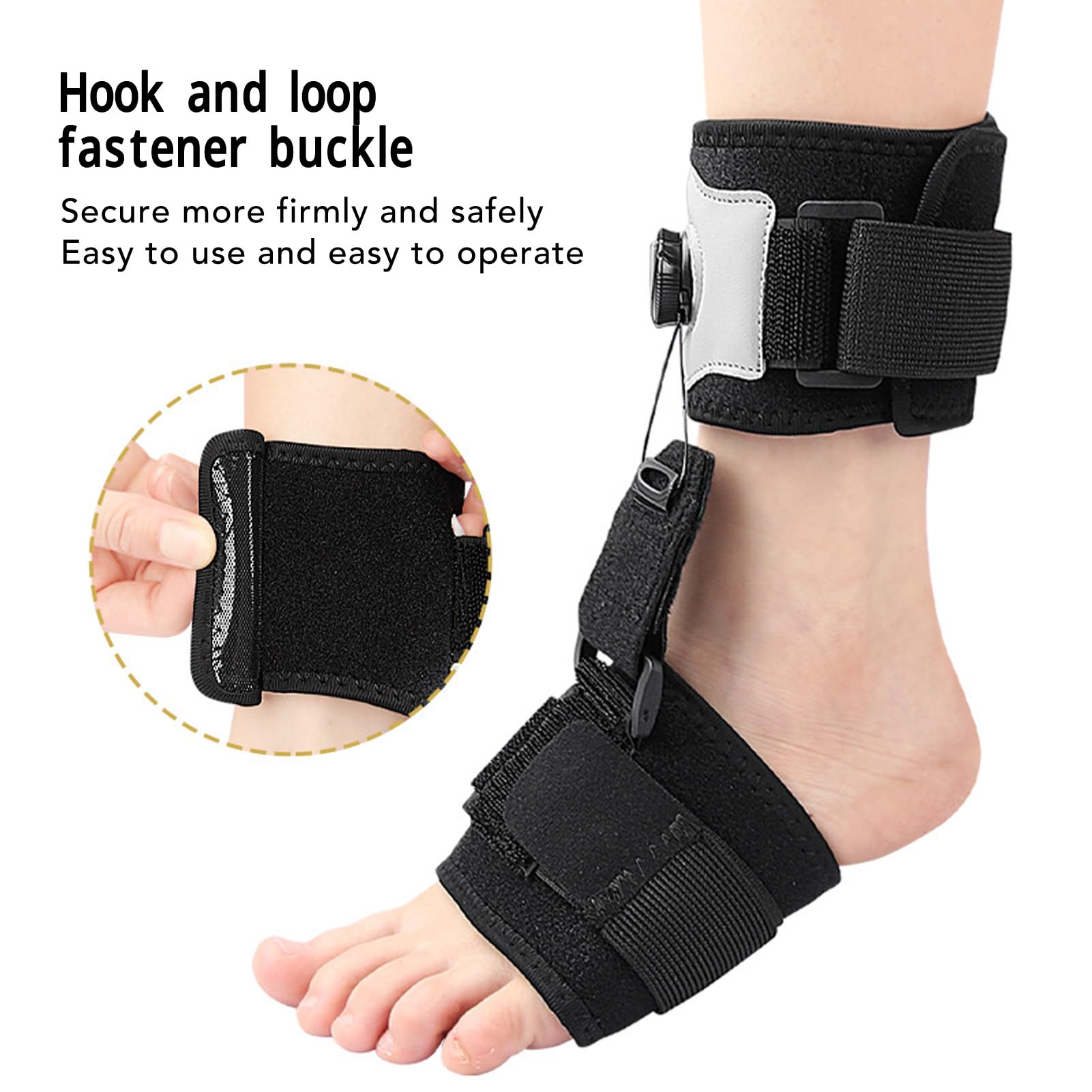 AFO Attelle de Pied pour Homme et Femme, Réglable – Utilisation de Jour et de Nuit, Taille Libre, Bouton de Réglage – Doux et Respirant – Soutien Efficace de la Démarche pour la