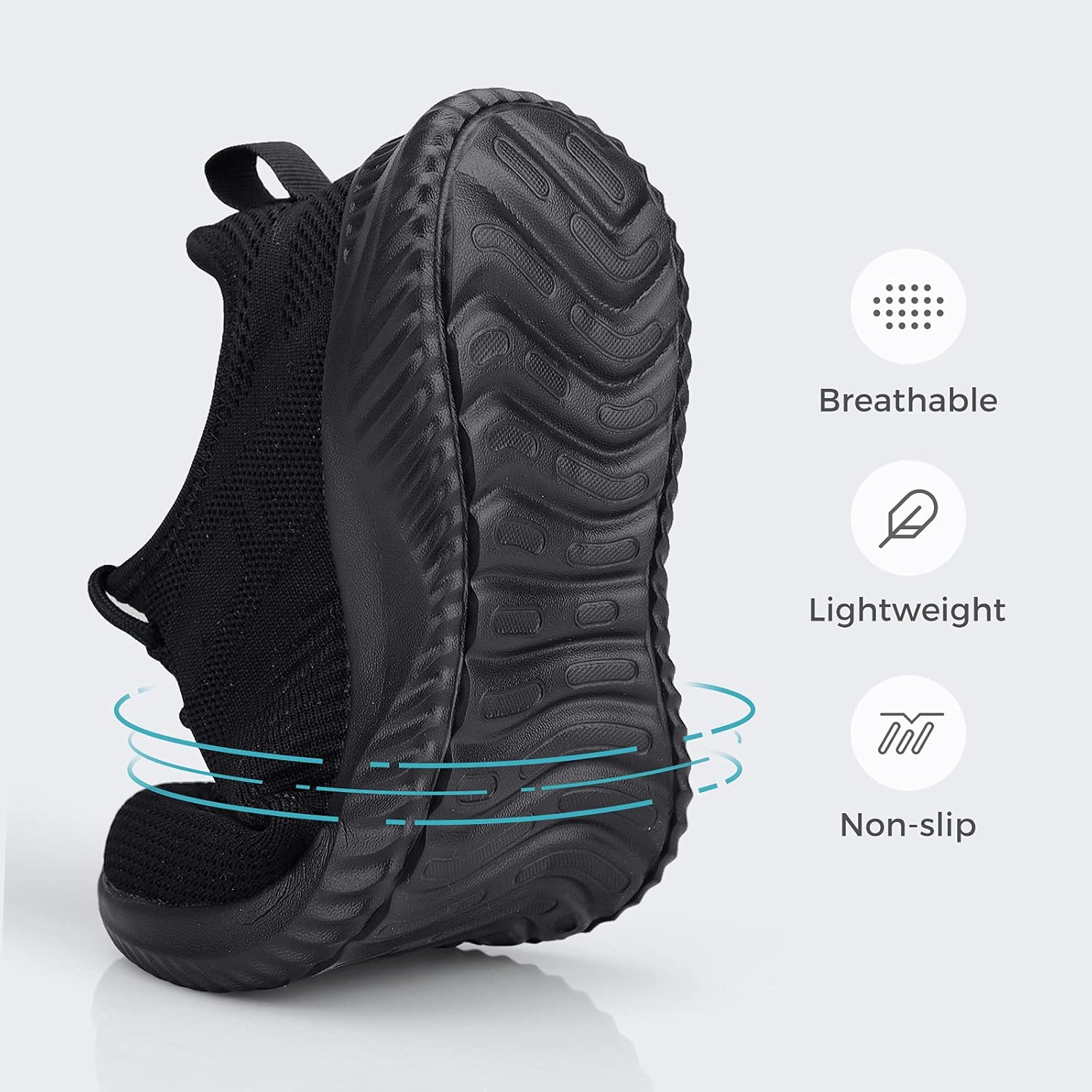 Flysocks Womens Casual Sneaker, D- All Black, 9.5 US - Image 2