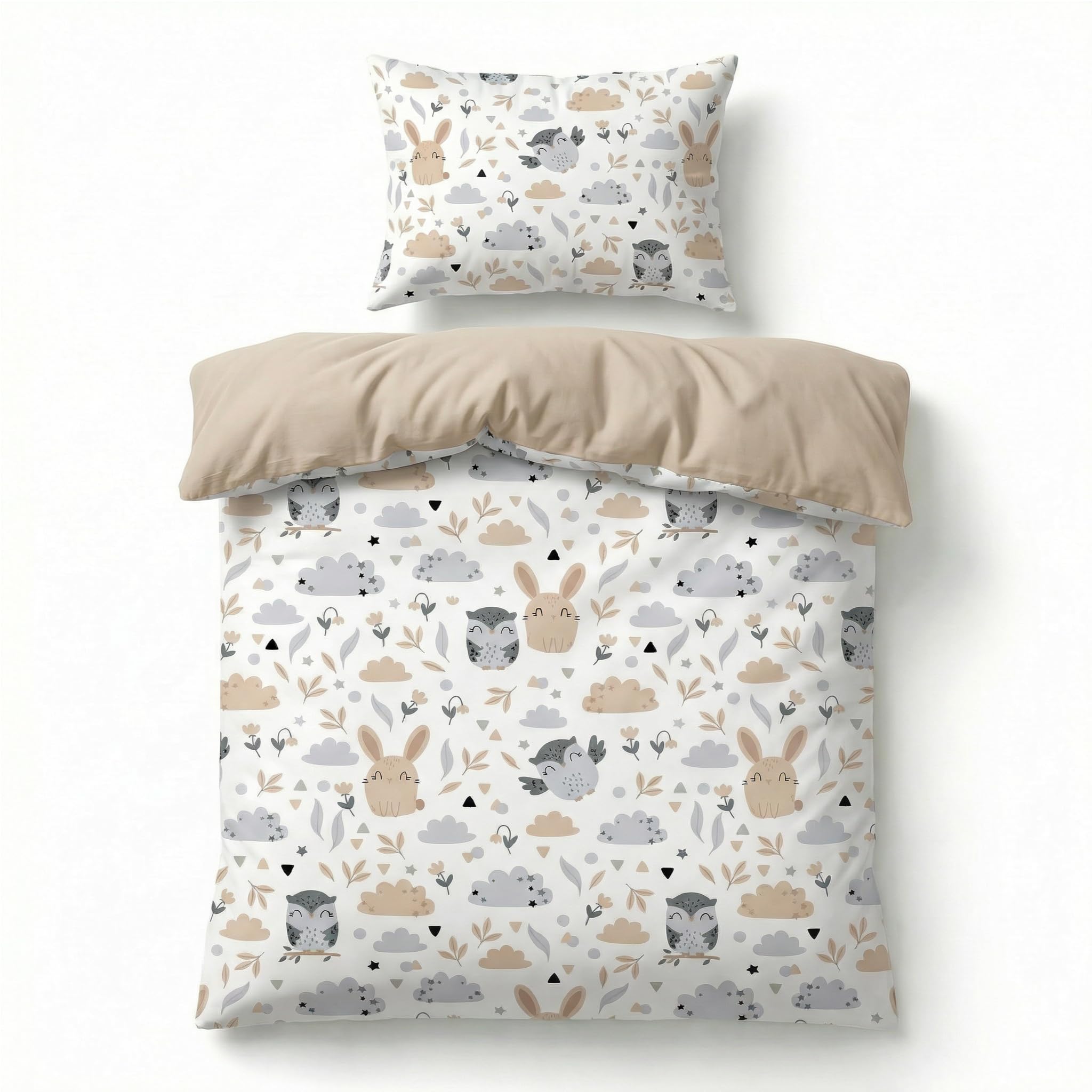 BABYSAFE Baby Cot Bed Duvet Cover Set Boys and Girls 120 X 90 with Toddler Pillowcase 40x60 Cm 100% Cotton - Toddler Duvet Cover Set in 100% Oeko-Tex Certified Cotton - Made in Europe