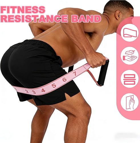 Miniatura 5 de Paquete de 3 bandas de resistencia de fitness con asas, banda de resistencia numerada, bandas elásticas de entrenamiento de 8 secciones para yoga,