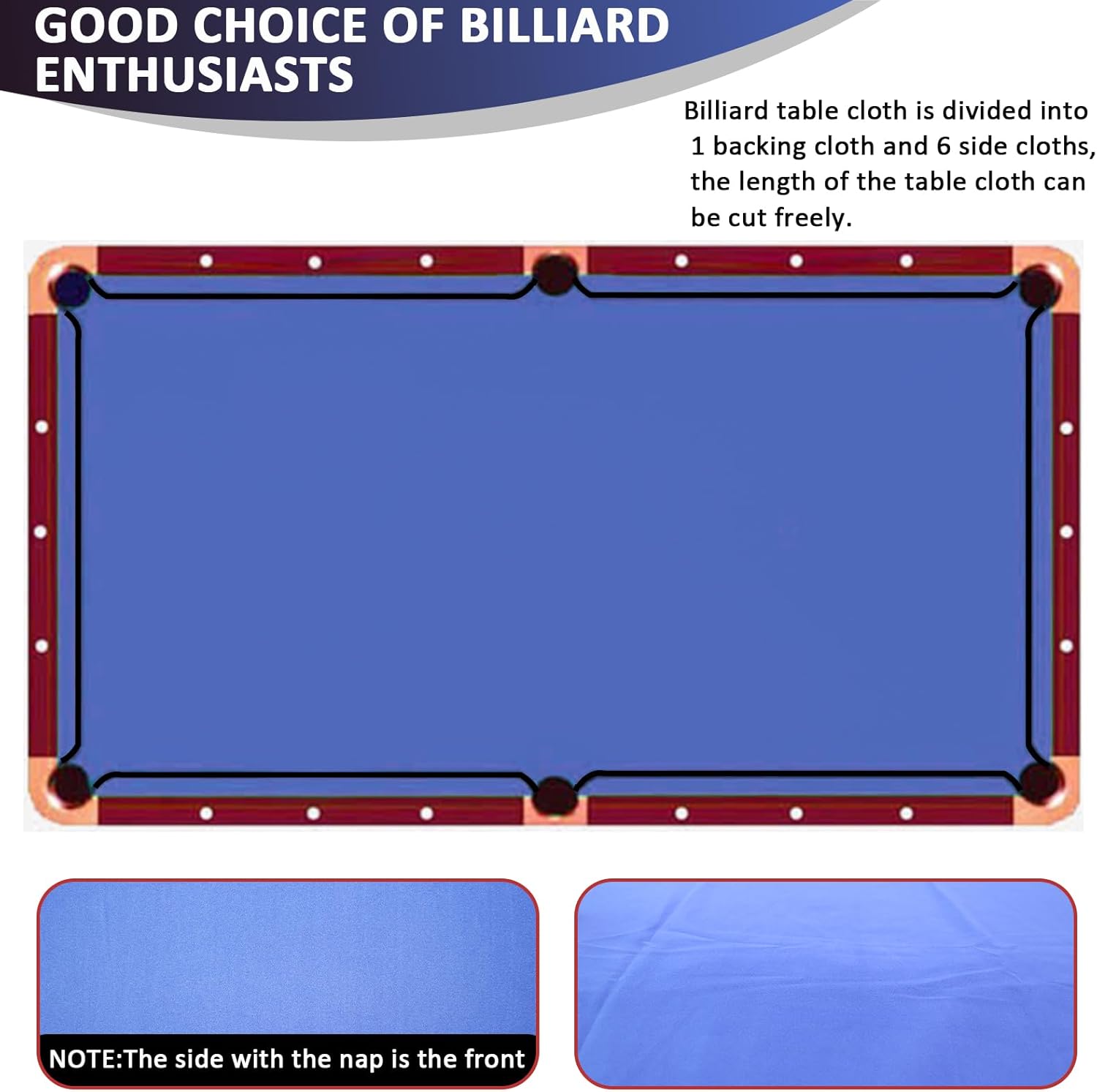 Podoy 8ft Pool Table Replacement Kit, Pool Table Bumpers (Set of 6) with Felt Cloth/Cushion Facings (Set of 12) for Billiard Rail Rubber Bumpers Home & Pro Use Billiard Rail & Pocket Accessories