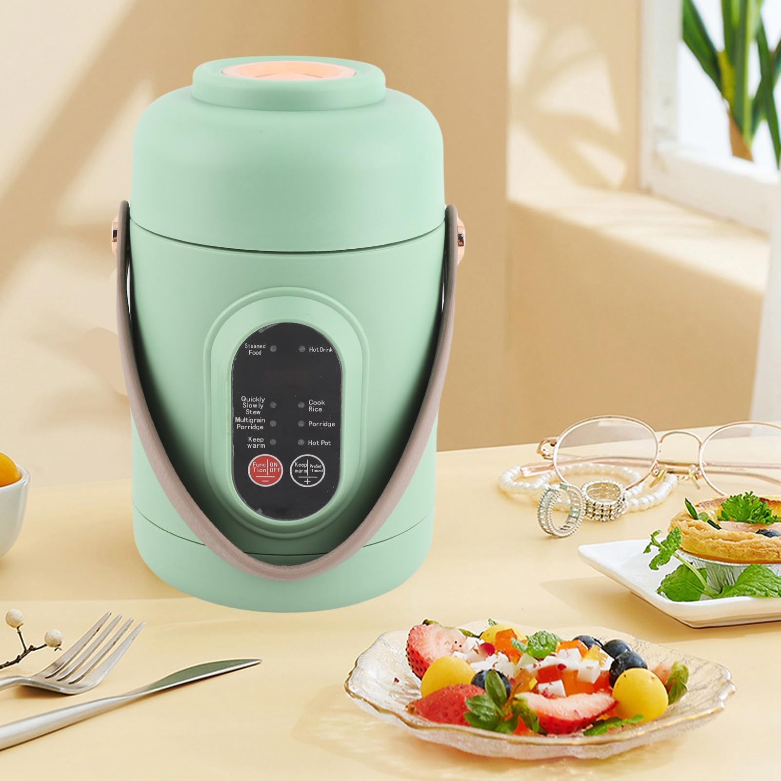 Olla Eléctrica Multifuncional, Hervidor Eléctrico de 500 W, Olla de Cocina Portátil para Fideos, Gachas, Sopa, Arroz, Avena, con Asa, para Amas de Casa, Gente de Negocios y