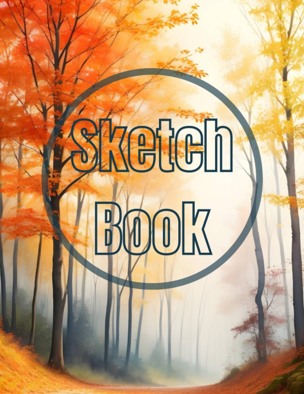Sketch Book: Premium watercolor Autumn in the Forest view design cover page Sketchbook Blank Paper Pad 8.5" x 11" - 120 Pages Blank Paper Book For ... Unlined Journal Soft Cover sketchbooks