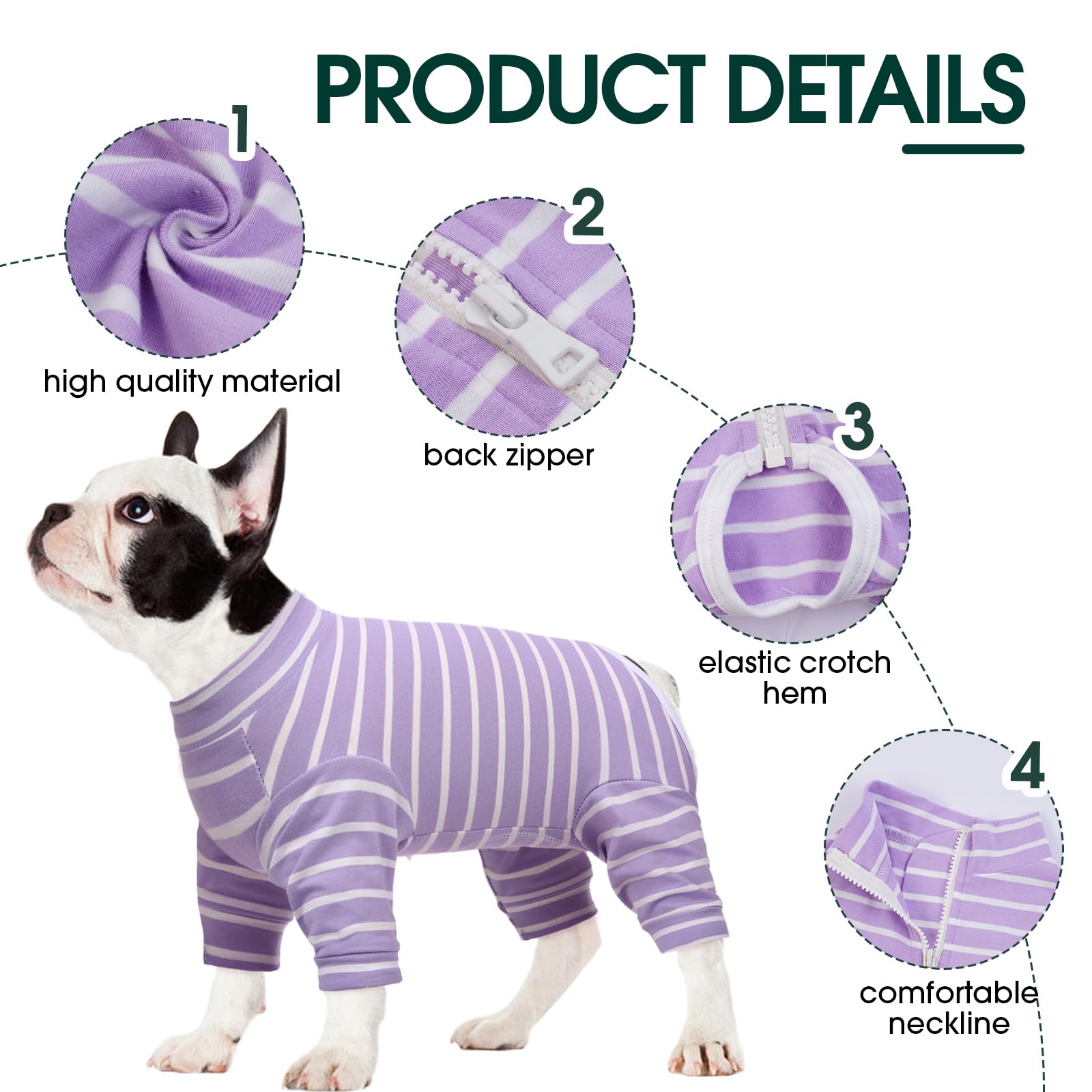 Kuoser Dog Surgery Recovery Suit Onesie for Small and Medium Female Dogs - Purple M - Image 3