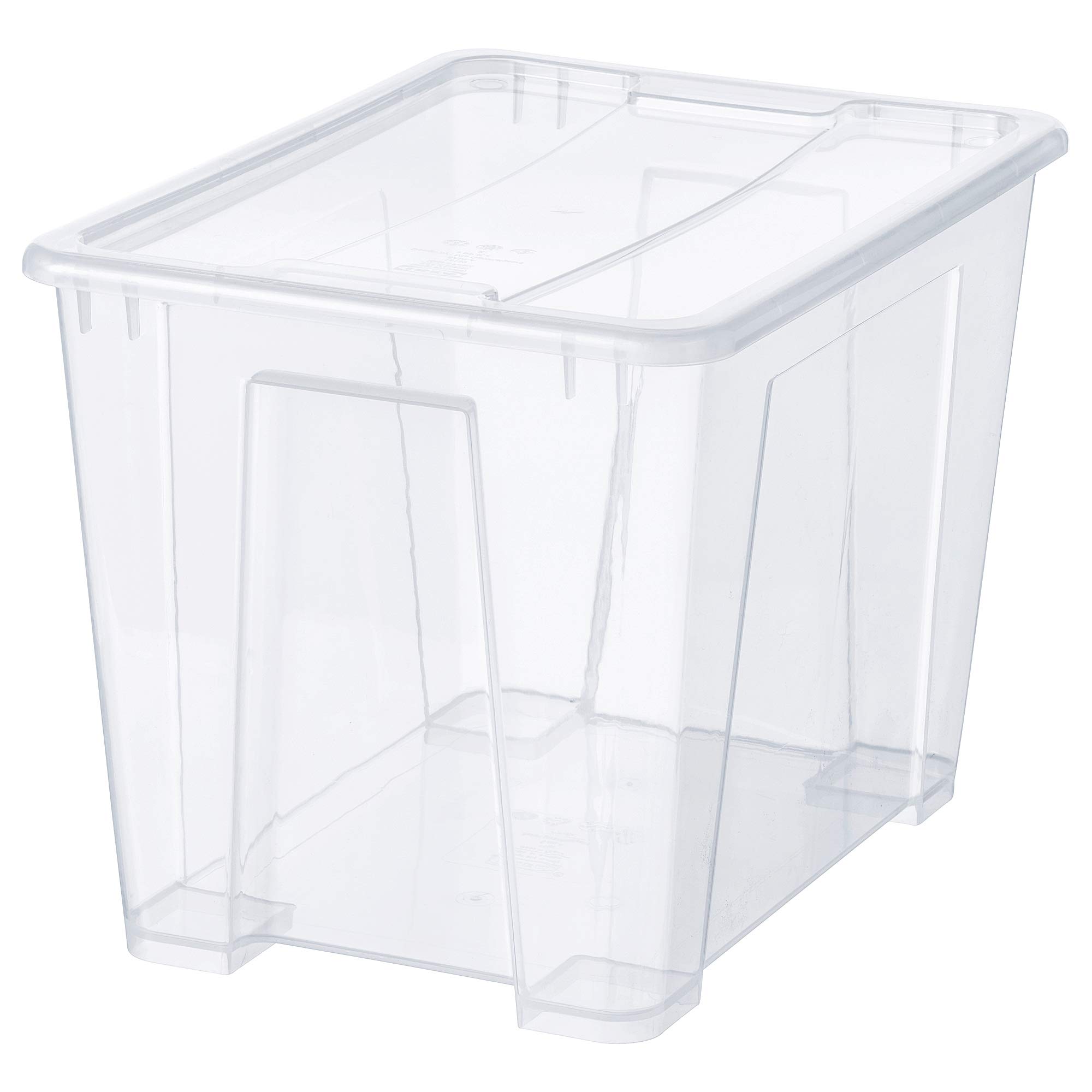Boîte avec couvercle SAMLA plastique transparent 22l pour ranger le dressing