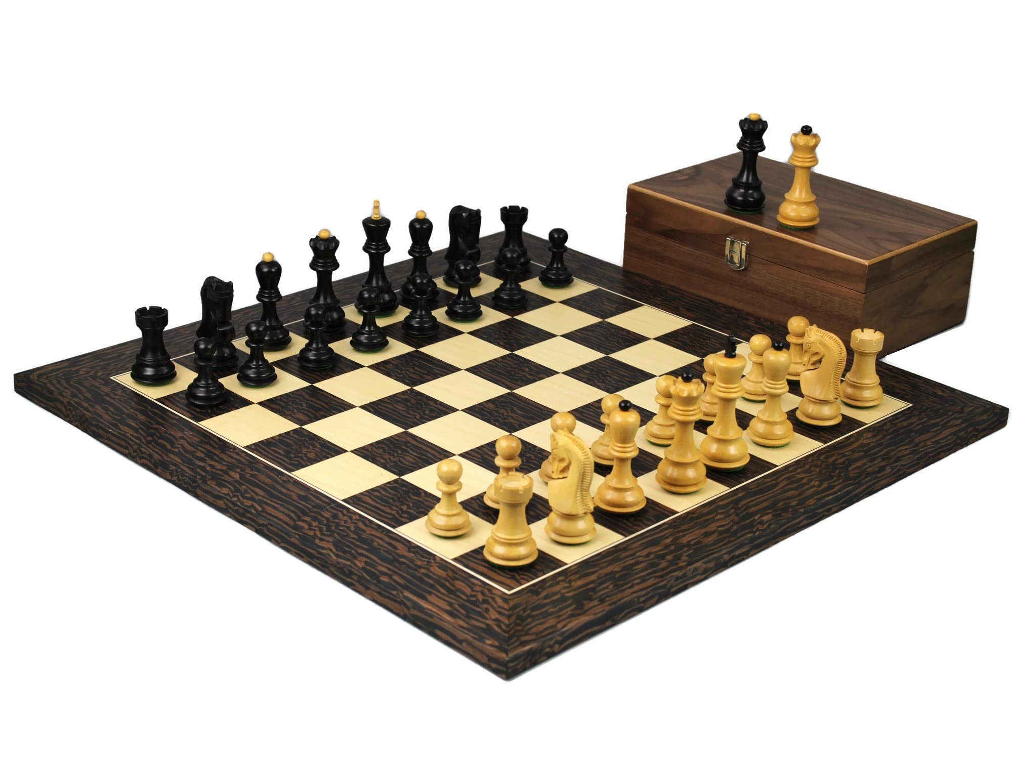 Set di scacchi in legno Tiger Ebony Board 20 pollici ponderato Ebanizzato Zagabria Staunton Pezzi 9,75 pollici