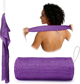 Bathway African Net Sponge Authentic, 47 inches Exfoliating Body Scrubber, Back Scrubber for Shower, African Bath Sponge with Knots, Durable Loofah Washcloth for Women & Men Daily Use