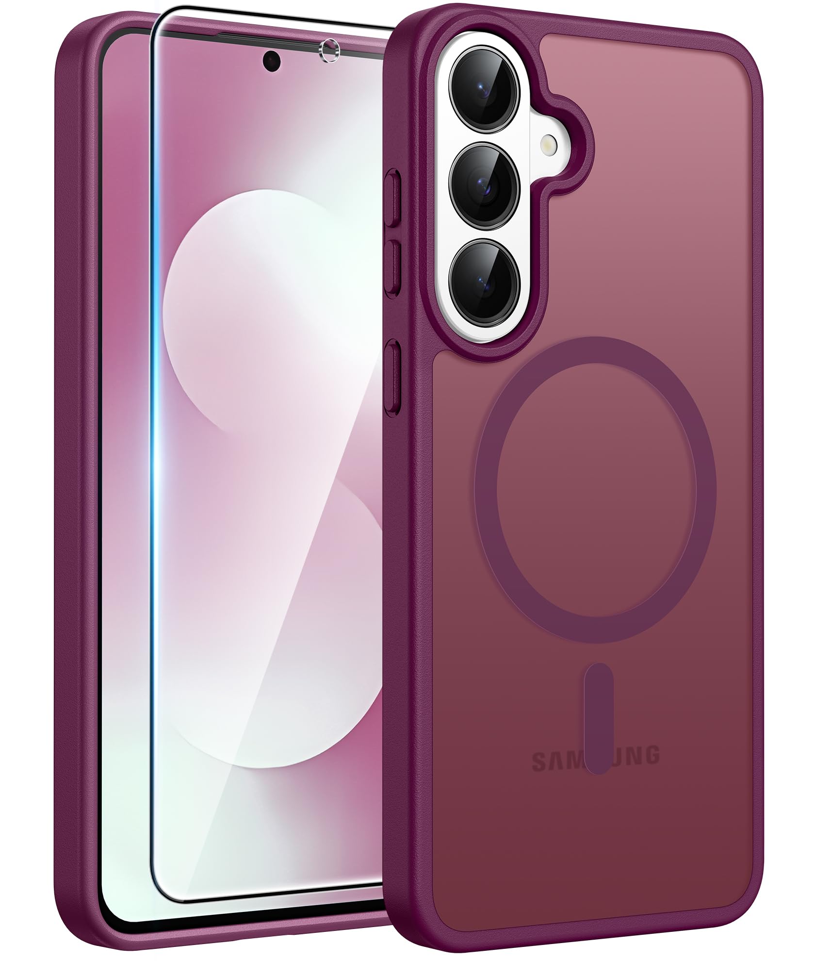 FNTCASE for Samsung Galaxy S26 FE / S25 FE Case, Fit for Magsafe Wine Red